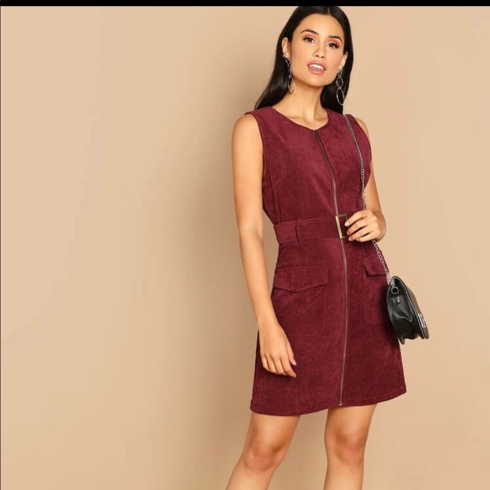 SALE Maroon Corduroy Mini Dress Sz Sm